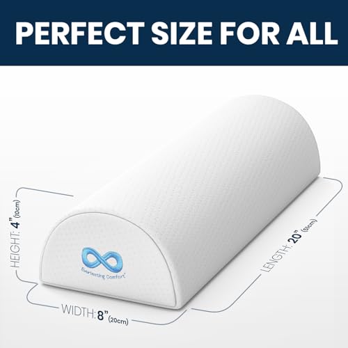 Everlasting Comfort Under Knee Pillow for Back Sleeping - Memory Foam Half Moon Leg Bolster Pillow for Back Pain, Thoracic Support - size: Standard