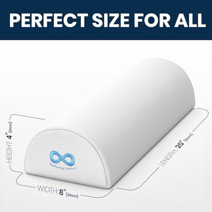 Everlasting Comfort Under Knee Pillow for Back Sleeping - Memory Foam Half Moon Leg Bolster Pillow for Back Pain, Thoracic Support - size: Standard