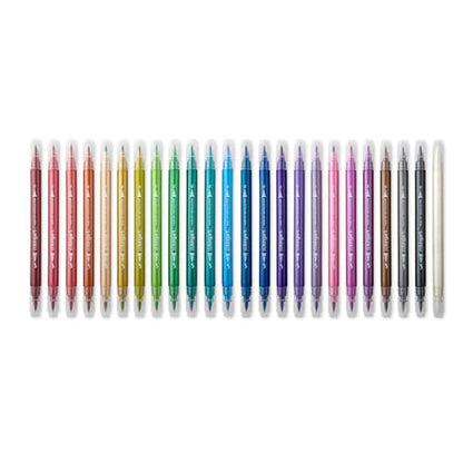 KINGART 24 Metallic Dual Tip Brush + Fine Markers - Easy for All Ages & Levels Pens for Card Making, Journaling, Scrapbooking, Fabric, Rock, Glass, DIY, Black Paper, Art Supplies, Halloween, Christmas