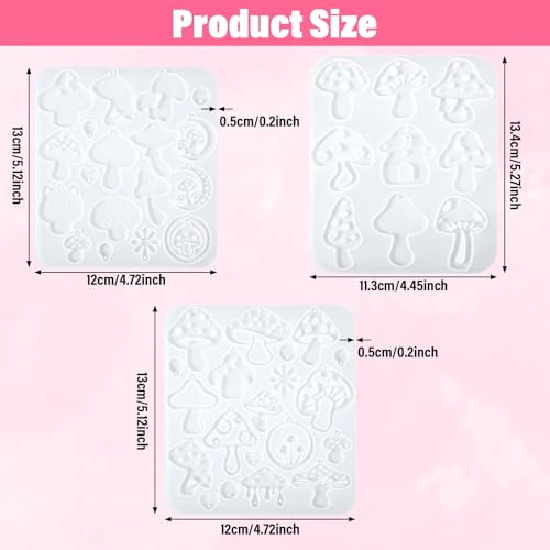 3PCS Mushroom Resin Earring Molds, Resin Keychain Molds Mushroom Silicone Mold for DIY Craft Keychains Necklace Pendant Jewelry - style: Mushroom