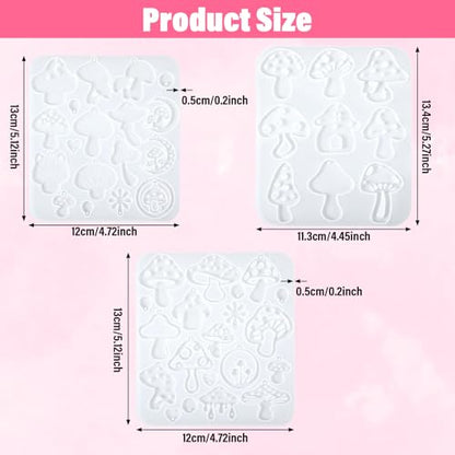 3PCS Mushroom Resin Earring Molds, Resin Keychain Molds Mushroom Silicone Mold for DIY Craft Keychains Necklace Pendant Jewelry - style: Mushroom