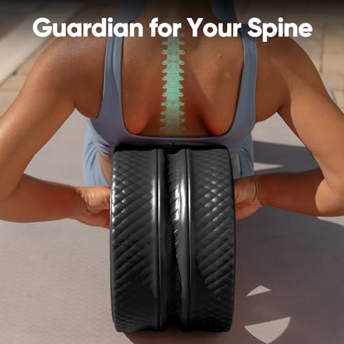 FitBeast Back Roller - Deep Tissue Massage Wheel, Yoga Wheel & Back Stretcher for Pain Relief (6''+9''+12'', Black)