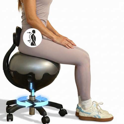 Aeromat Elite Yoga Ball Chair Active Sitting & Adjustable Height 250lbs Cap - color: Grey