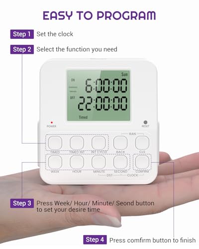 NEARPOW Dual Digital 7 Day Programmable Timer Outlet, Infinite Repeat Cycle - size: 1 Pack