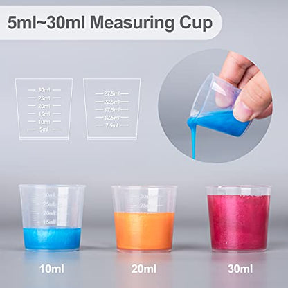 LET'S RESIN 30 ml Epoxy Mixing Cups, 200-Pack, with 50 Wooden Sticks | Disposable 30ml Measuring Cups and Wooden Stirring Sticks Support Paint Mixing, Resin Crafts and Jewelry Making - size: 30ML