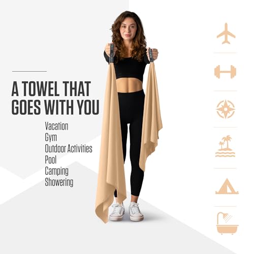 VENTURE 4TH Quick Dry Microfiber Towel for Camping & Gym - Beige XL - color: Beige, size: 72.00" x 31.50"