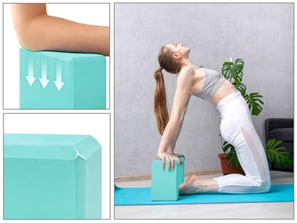 EXERZ Yoga Blocks 2 pack, Gym Blocks, Exercise Workout Fitness Bricks, Pilates Stretch Handstand Non-Slip - color: Turquoise