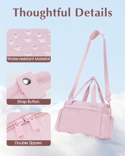 Small Gym Bag, Mini Gym Bag with Yoga Mat Holder & Wet Compartment, Pink - color: Puffer Pink