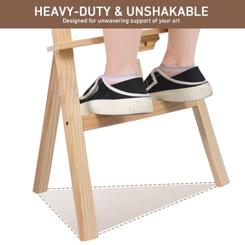Smiley Wooden Easel for Painting, Wedding Signs & Display, Adjustable | Adjustable foldable wooden easel for painting canvas.Sturdy A-frame pine stand for wedding signs,displays&studio use - color: Primary Colour