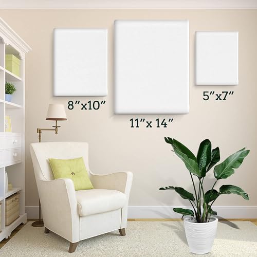 3 Pack Canvases for Painting with Multi Pack 11x14, 5x7, 8x10, Painting Canvas for Oil & Acrylic Paint - size: 3 Packs - 3 Sizes (1 of Each)