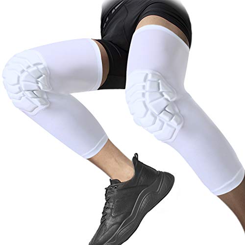 SZKANI Knee Pads Compression Leg Sleeve Knee Sleeve for All Sports Wrestling Protector Gear, 1 Pair of Knee Paded - color: White_2 Pack, size: X-Small