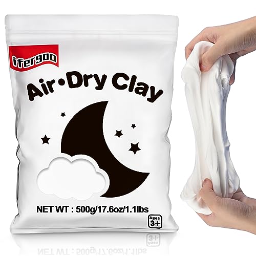 ifergoo 500g White Air Dry Clay, 1.1LBS DIY Creative Modeling Clay for Kids | Refill Foam Magic Clay for School Art & Craft Project, Slime Supplies, Ultra-light & Soft, Gift for Age 3-12 Boys & Girls - color: White/500g