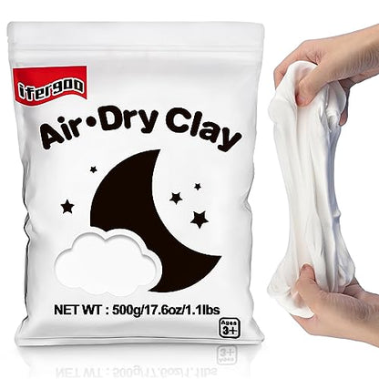 ifergoo 500g White Air Dry Clay, 1.1LBS DIY Creative Modeling Clay for Kids | Refill Foam Magic Clay for School Art & Craft Project, Slime Supplies, Ultra-light & Soft, Gift for Age 3-12 Boys & Girls - color: White/500g