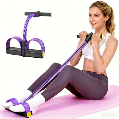 Pedal Resistance Band with Handle, Upgraded 6-Tube Exercise Bands - color: Purple
