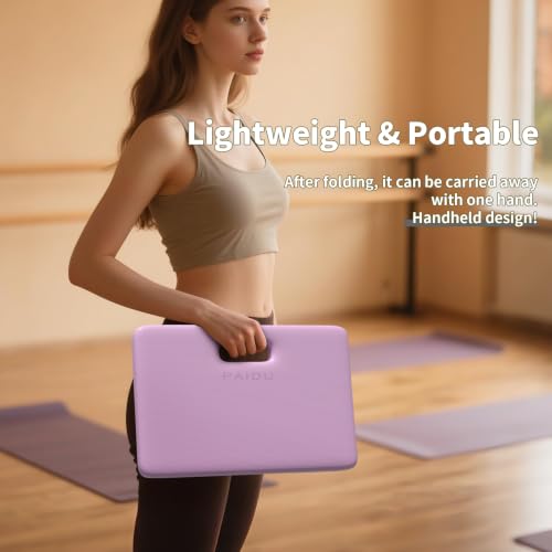 PAIDU Yoga Knee Pad 1" Thick, Foldable for Home Gym | knee pad for pain-free knees, elbows, wrists & back, foldable for home gym, pilates, plank and abdominal training - color: Purple + Warm Grey