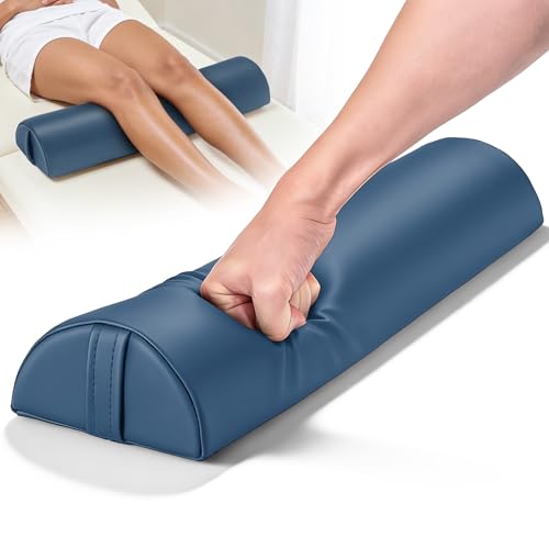Semi-Round Massage Bolster, 21x6x3 in Half Moon Lower Back Support Pillow - color: Medium Blue - 21x6x3 in - Pu Leather