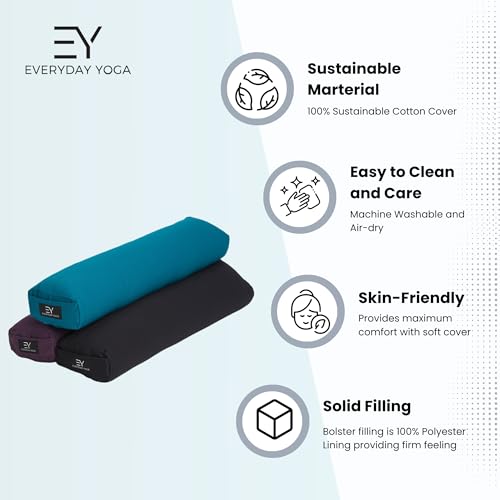 Everyday Yoga Premium Bolster, Soft Meditation Pillow, Multi-Colors | Carry Handle, Lightweight Cushion, Removable & Machine-Washable Cover, For Restorative Yoga & Relaxation - color: Peacock, style: C. Pranayama