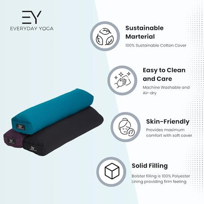Everyday Yoga Premium Bolster, Soft Meditation Pillow, Multi-Colors | Carry Handle, Lightweight Cushion, Removable & Machine-Washable Cover, For Restorative Yoga & Relaxation - color: Peacock, style: C. Pranayama