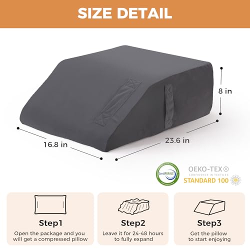 BIEEZZK Leg Pillow Elevation Blood Circulation, 23.6×16.8×8in, Velvet Grey - color: Velvet Grey