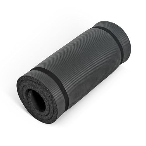 CAP Barbell 1-Inch High Density Exercise Yoga Mat with Strap | Multiple Colors - color: Black
