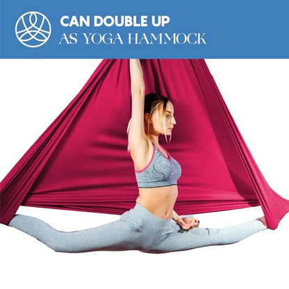 Aerial Silks Starter Kit, 9 Yards, Aerial Yoga Hammock, Hardware - color: Plum