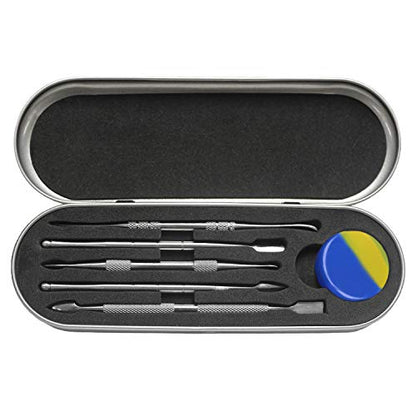 6-Piece Wax Carving & Collecting Tool Set with Silicone Jar and Metal Carrying Case