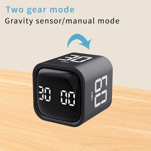 Qumox Pomodoro Timer, Cube Productivity Timer with Adjustable Sound and Vibration Alert, Ideal for Work, Office, ADHD, Study, and Tasks - 5/10/30/60 Minutes & Custom Countdown - Black - color: Black