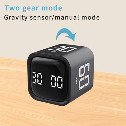 Qumox Pomodoro Timer, Cube Productivity Timer with Adjustable Sound and Vibration Alert, Ideal for Work, Office, ADHD, Study, and Tasks - 5/10/30/60 Minutes & Custom Countdown - Black - color: Black