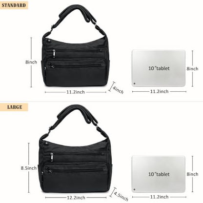VOLGANIK ROCK RFID Purses for Women Fabric Nylon Multi Pocket Crossbody Bag Ladies Travel Handbag - color: Black, size: Large