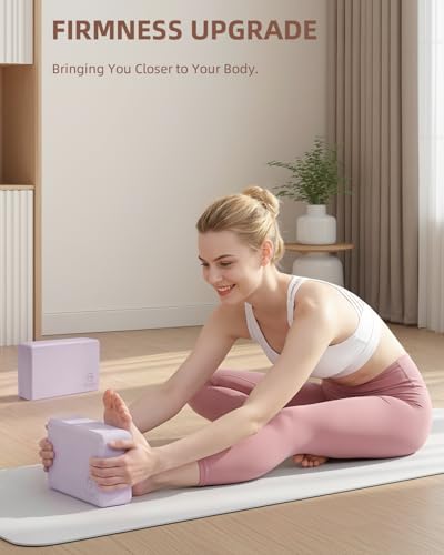 Gruper Yoga Blocks 2 Pack, 9"x6"x3" Exercise Blocks High-Density EVA Foam Blocks with Soft Non-Slip Surface, Lightweight Yoga Props for Yoga Pilates Meditation & Stretching - color: Lavender