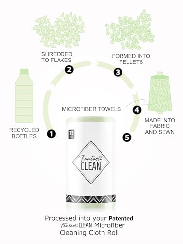 Fantasticlean Microfiber Cleaning Cloth Roll- 75 Sheets, 12" x 12" (Green) - color: Green, size: 75 pack
