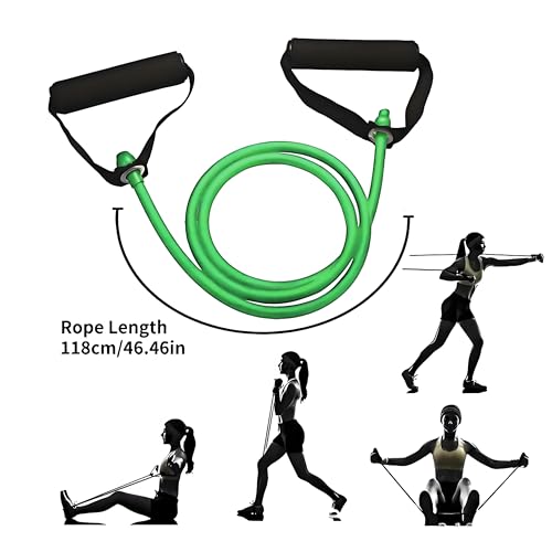 Resistance Bands with Handles, Exercise Bands - Perfect Stretch Rope for Home Workouts, Ideal for Fitness Enthusiasts & Home Gym - color: Green(15lb)