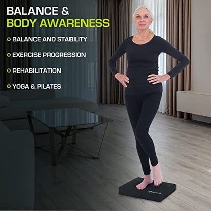 ProsourceFit Exercise Balance Pad, Non-Slip Cushioned Foam Mat & Knee Pad for Fitness and Stability Training, Yoga, Physical Therapy - color: Black, size: 15x12