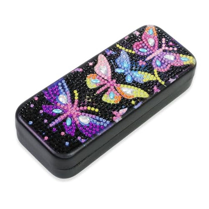 FlyingMage 5D Diamond Art Painting Kit for Adults Beginner, Small DIY Diamond Dots Gem Art Painting Mosaic Kits, Cute Hard Shell Sunglasses Eyeglasses Glasses Case for Women Teen (Black Butterfly) - color: Black Butterfly