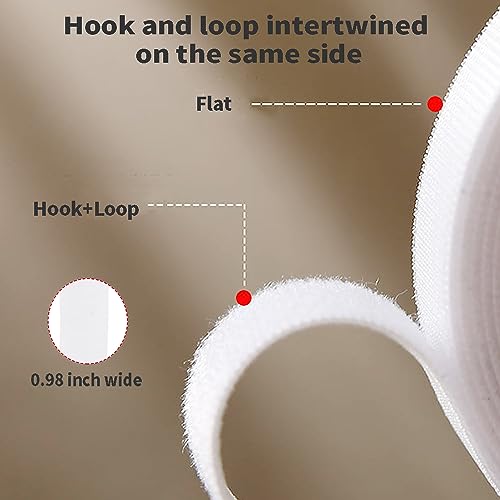 39ft Hook and Loop Straps Cinch Straps 1 inch Wide White Nylon Long Adjustable Management Cords Organized Cable Ties With 50Pcs Buckles - color: White