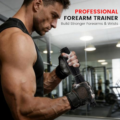 LIZAAL Forearm Strengthener, Adjustable All-Metal Grip Strength Trainer, Wrist Roller & Forearm Exerciser with Silicone Grip, Portable Forearm Strength Trainer for Hand, Wrist & Forearm Workout