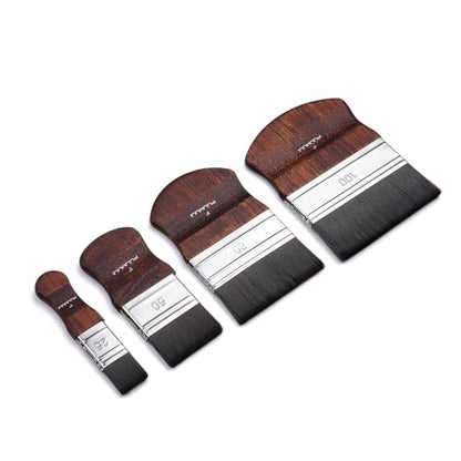Fuumuui 4pcs Flat Paddle Paint Brush Set, Scale Brushes, Large Blending Paint Brush, Wide Flat Paint Brushes with Short Ergonomic Handle for Oil and Acrylic Paints(1'', 2'', 3'', 4'') - color: Brown