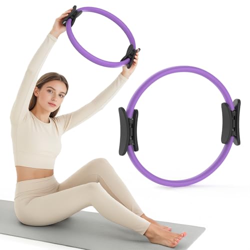 JKSHMYT Pilates Ring, 14.5 inch Magic Circle Pilates Equipment | 30 lb Resistance Home Pilates Ring, Durable Foam Padded Handles, Essentials Pilates Equipment for Beginners and Women - color: Purple, size: Pilates Ring