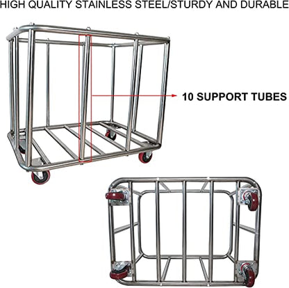 Laundry Cart with Wheels Commercial,400L Large Rolling Laundry Hamper - color: Red - 11.35 Bushels - 10 Tubes