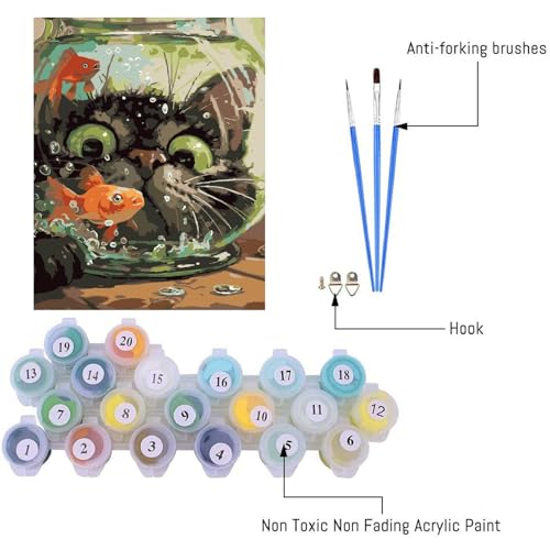 Paint by Numbers Kit for Adults,Cute Cat DIY Paint by Number 12x16 In | Paint by Number for Beginner,Adult Paint by Number,HD Color Canvas,DIY Tool Kits,Stress Relief Craft,Great Gift,Without Frame - color: MT6054-0403
