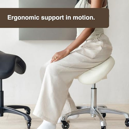 Premium Multifunctional Ergonomic Saddle Chair 507 INOA for Hygienic Clinic, Spa, Massage, and Dental Hygienist - Rolling Swivel Stool (Vanilla, Standard 507) - color: Vanilla