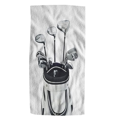 Pehede Golf Clubs Hand Towel Golf Clubs and White BagWhite Background Soft Guest Face Bath Towel Bathroom Decorations Thin Kitchen Tea Dish Towels 15 x 30 inch - color: Golf Clubs