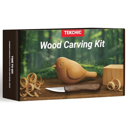 Wood Carving Kit, 13Pcs Whittling Kit with Carving Knives for Beginners | Bird DIY Whittling Knife Set with Leather Sheath, Woodworking Hobby Craft Kits for Adults & Kids, Meaningful Gift - color: Bird Wood Carving Kit