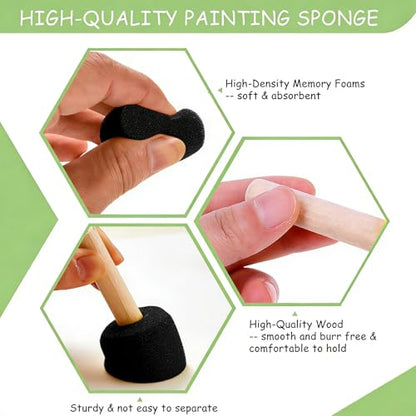60 Pcs Round Paint Sponges Set, 5 Sizes Sponge Brushes for Painting, Sponge Paint Brushes for Acrylic Painting, Wooden Handle Craft Sponges for DIY, Crafts and Kids Arts (Black) - style: 60 Pcs Black