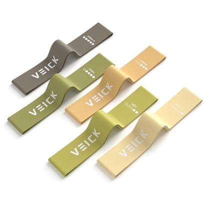 VEICK 5-Level Resistance Loop Bands Set for Strength Training & Pilates - color: Green