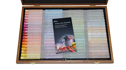Mungyo Gallery Artists' Soft Oil Pastels Wood Box Set of 72 Assorted Colors(MOPV-72W)