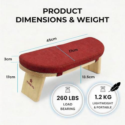 Yogikuti Folding Meditation Bench, Purple | Removable Cushion, Wooden Seiza Kneeling Stool, Ergonomic Meditation Seat, for Home & Yoga Studio, Comfortable Posture (Maroon) - color: Maroon