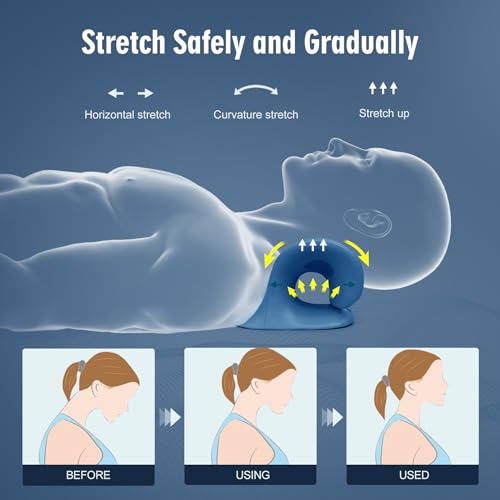 ComfortLife Neck Stretcher for Pain Relief, Neck and Shoulder Relaxer Cervical Traction Device Pillow for TMJ Pain Relief (Dark Blue) - color: Dark Blue