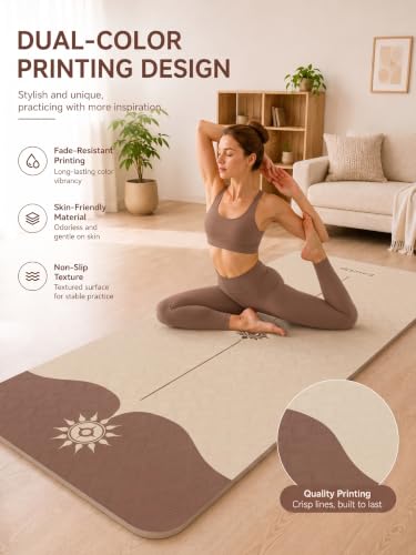 EaseUp Yoga Mat 73"x28"x0.4",10mm thick,Non Slip for Workout, Pilates - color: Beige