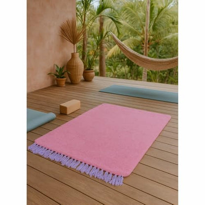 Open Road Goods Solid Color Mexican Yoga Blanket – Large Handwoven Throw for Yoga, Beach, Camping or Home – Soft and Durable Cotton Blend - color: Pink Blanket